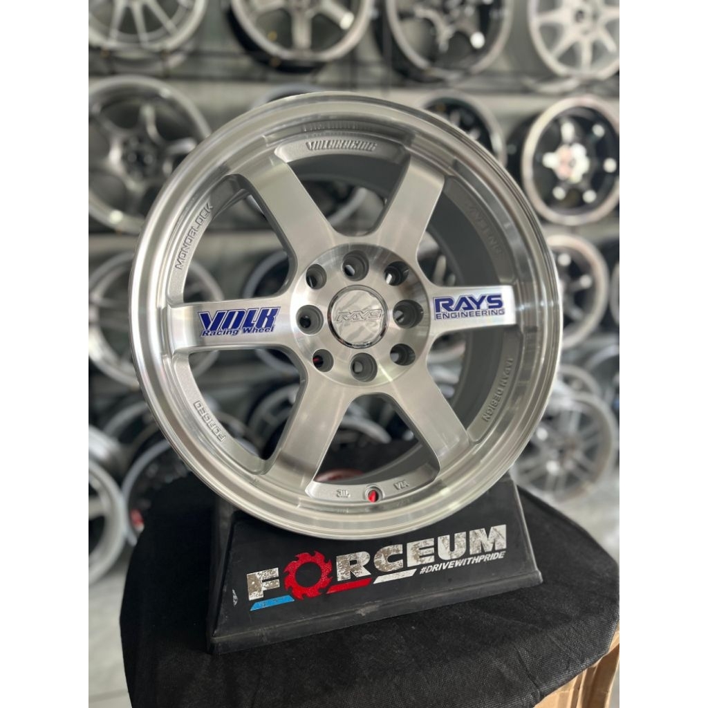 velg TE37 r15 full polish lebar 6,5 et40 kondisi baru