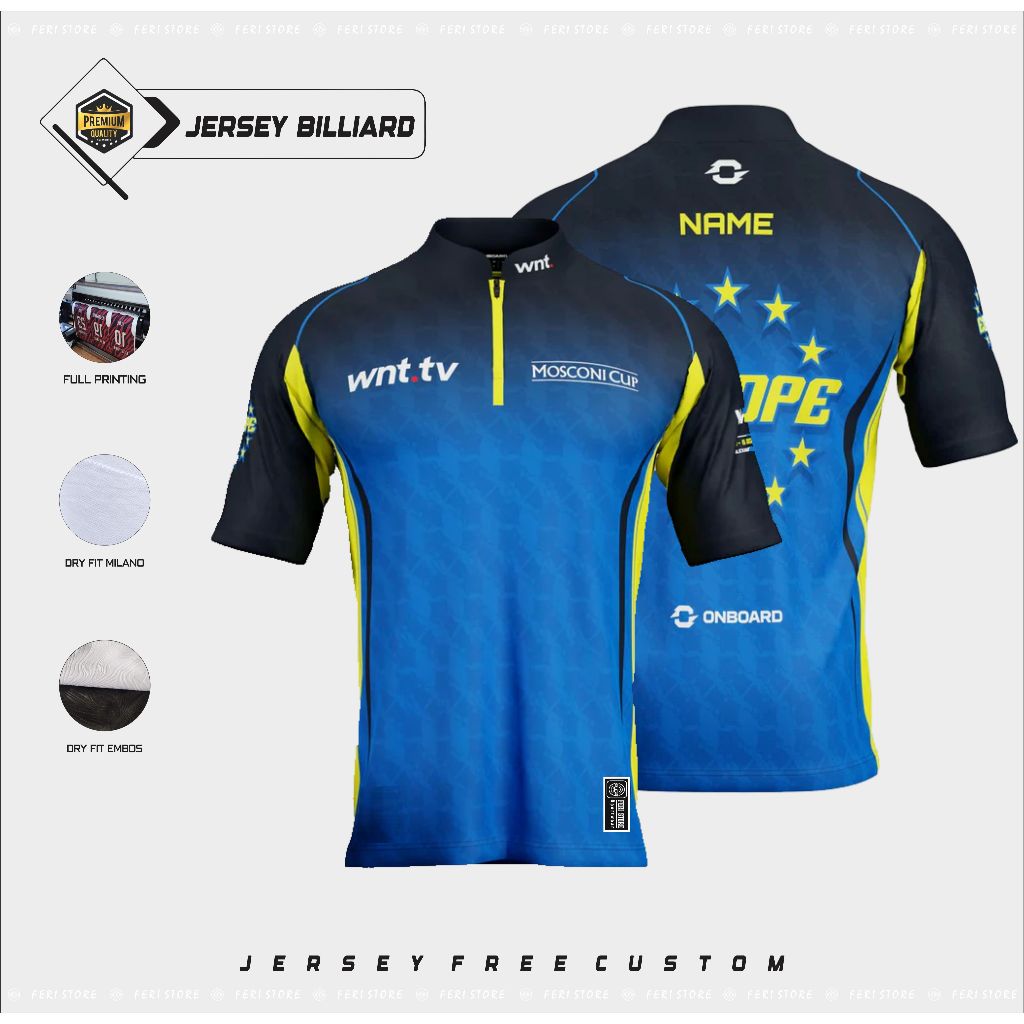 Jersey Billiard Custom Full print Pria Wanita Dry Fit Milano & Embos Topo