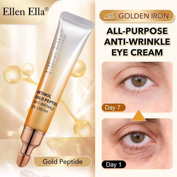 ELLEN ELLA Retinol Gold Peptide Eye Cream 20g Krim Mata Anti Kerut Menghaluskan Kulit Perawatan Waja