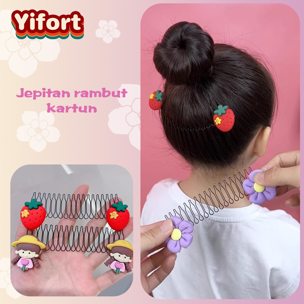Yifort Sirkam Rambut Anak Motif Karakter Lucu Jepit Rambut Poni Aksesoris Rambut Anak