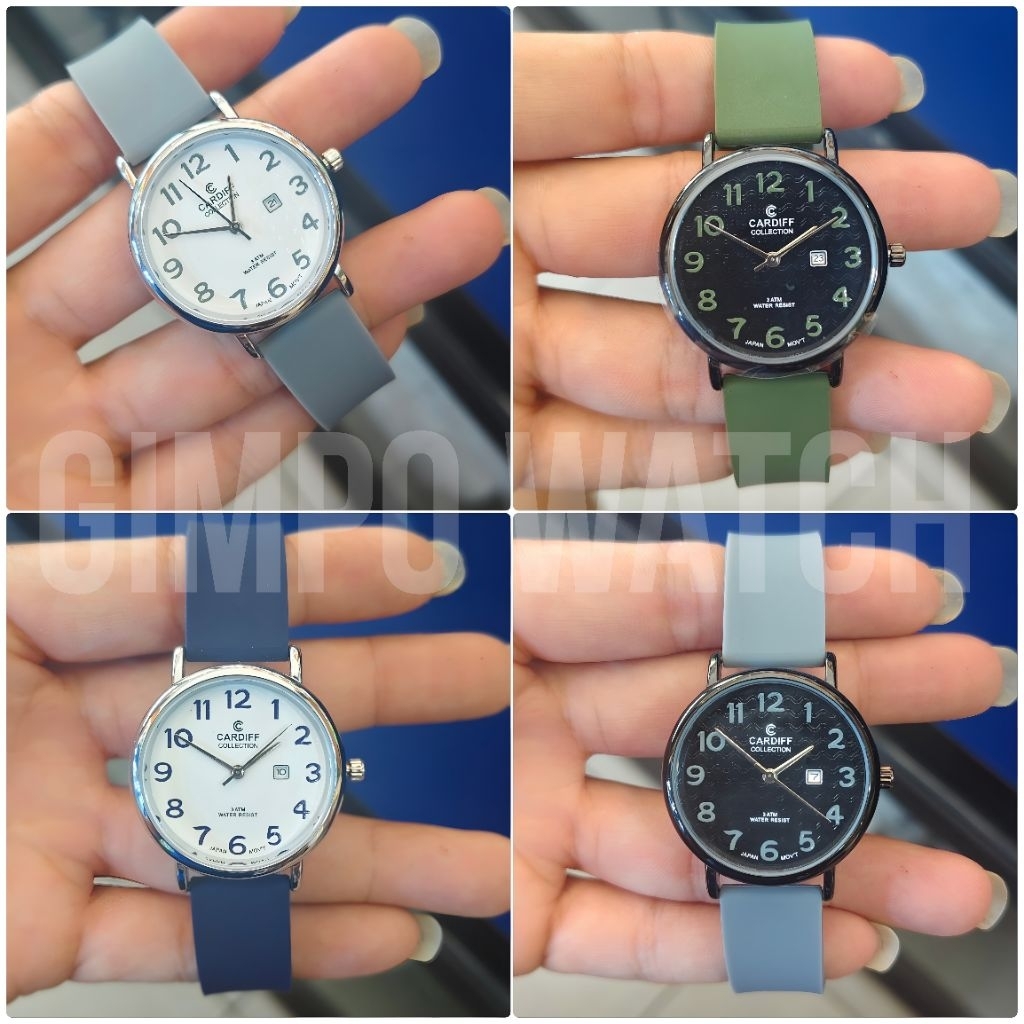 CARDIFF JAM TANGAN ANALOG WANITA ORIGINAL WATER RESISTANT TALI RUBBER