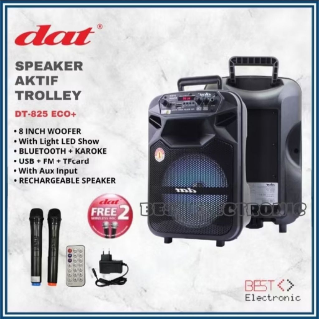SPEAKER AKTIF TROLLEY 8 INCH DAT DT 825 DT825 DT-825 BLUETOOTH
