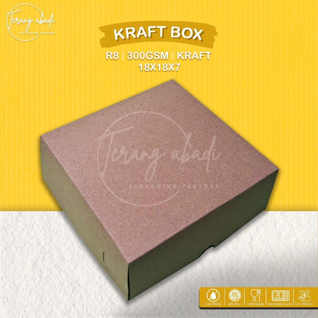 Dus R8 Kraft/Dus Nasi R8 Kraft 18x18x7/Dus Nasi Coklat/Dus Tanpa Mika/Dus Nasi Kertas Coklat/Dus Haj