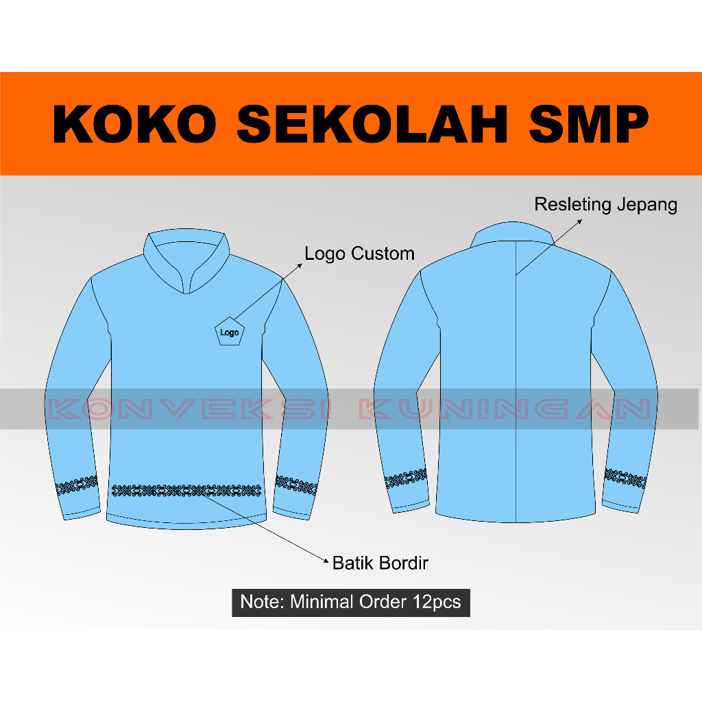 Baju Koko SERAGAM Sekolah SMP Custom Perempuan - Baju Muslim Seragam Sekolah - Seragam Sekolah