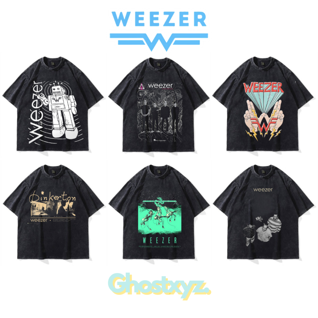 Ghostxyz T-Shirt Weezer Wash Oversize Vintage Tee Baju Kaos