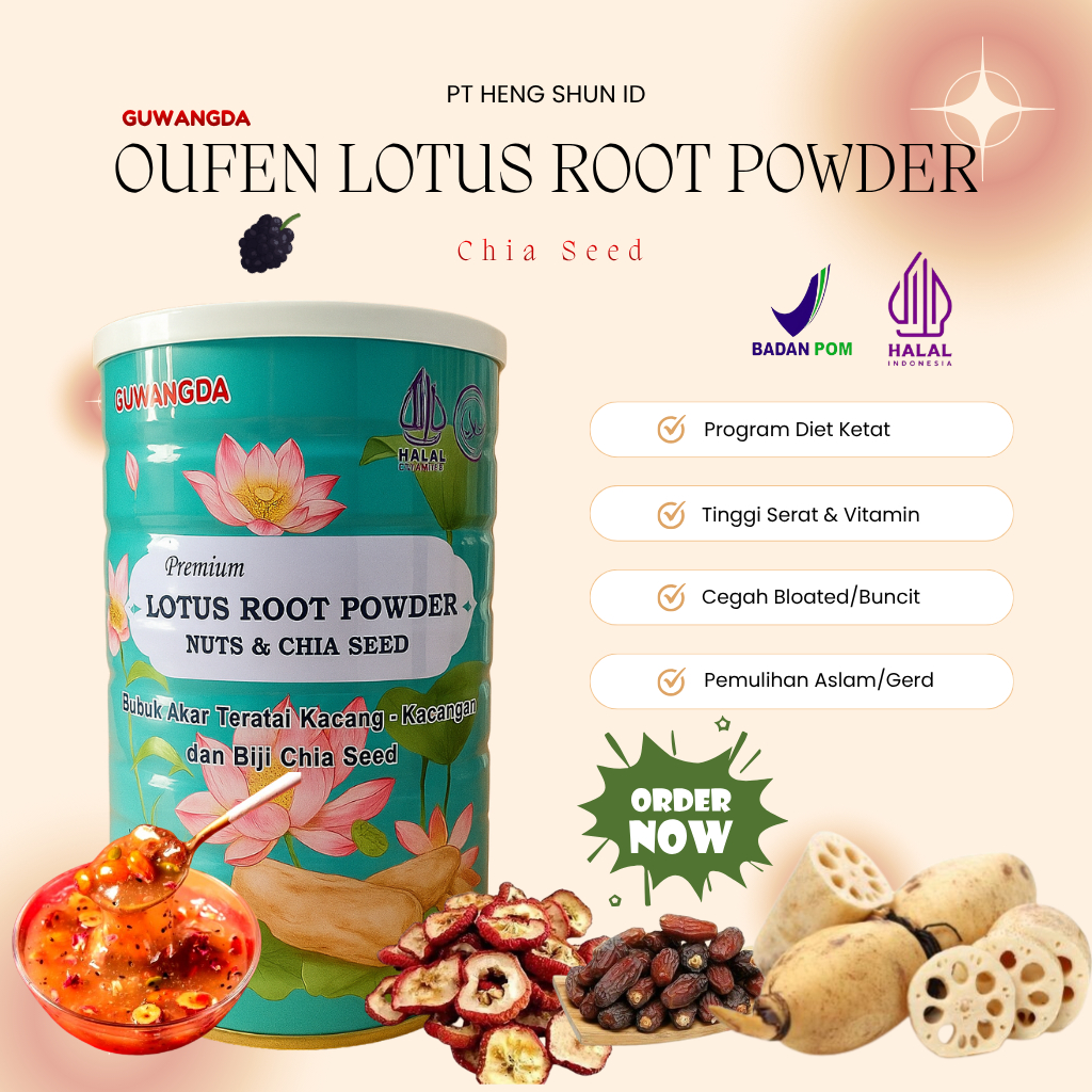 GUWANGDA LOTUS ROOT POWDER BPOM/HALAL - Varian Chia Seed Nut Instant Soup Akar Teratai Oufen Lotus R