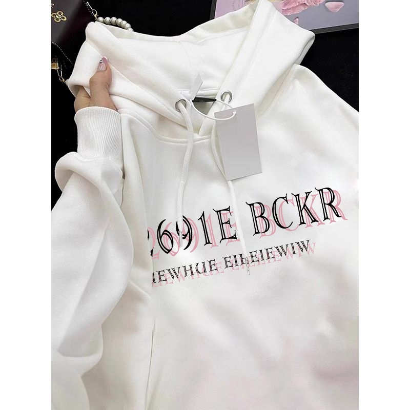 XZHAINV Sweater hoodie lengan panjang wanita Korea dengan motif huruf retro/Sweater Korea Lengan Pan