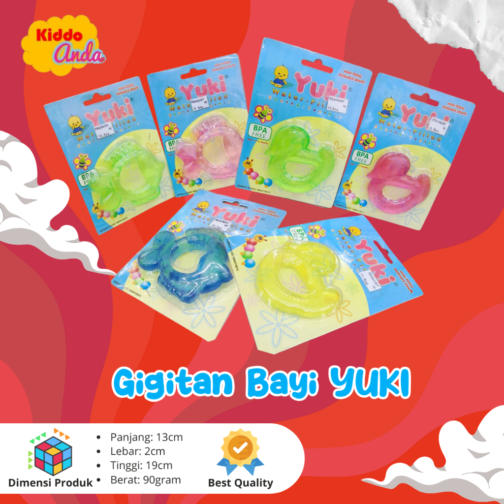 Kiddo Anda-Gigitan Bayi Yuki/YUKI Baby Teether/Pereda Gatal Gusi/Gigitan Bayi Aman & Empuk BPA Free