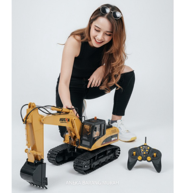 Mainan Remot Control Rc Excavator Gratis CAPITAN BESI Huina Toys 1550 15 channel 2.4ghz 1/12 Metal