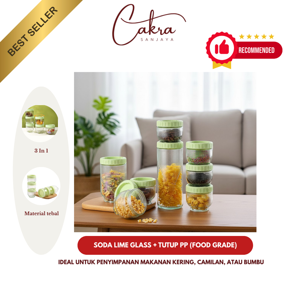 CAKRA Toples Kaca Beling 3in1 / Toples kue Lebaran