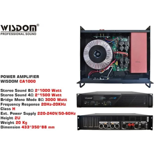 Power Wisdom CA1000 2-channel Power Amplifier Wisdom CA-1000 Original Wisdom Amplifier - CA-1000