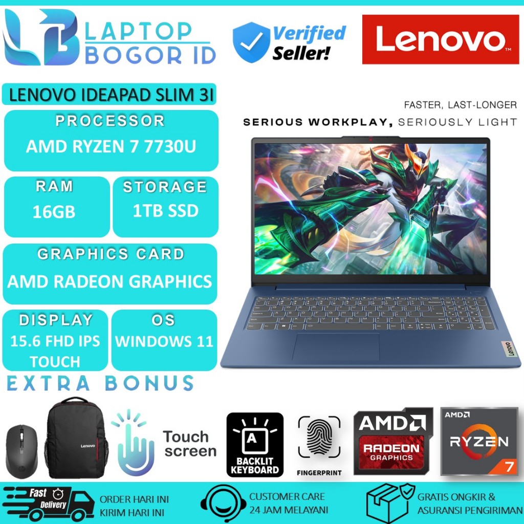 Laptop Touchscreen Lenovo IdeaPad Slim 3 15 Amd Ryzen 7 7730U 16GB 2TB Full HD IPS Windows 11 Home