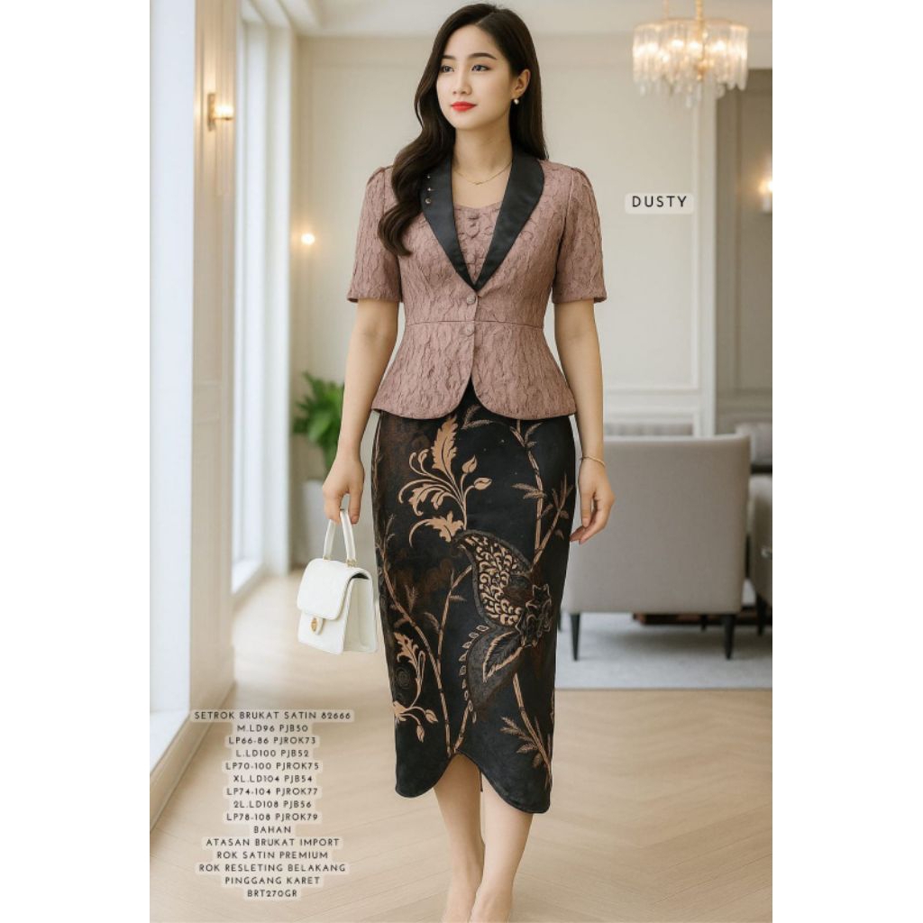 set rok brokat / setelan rok brukat satin wanita
