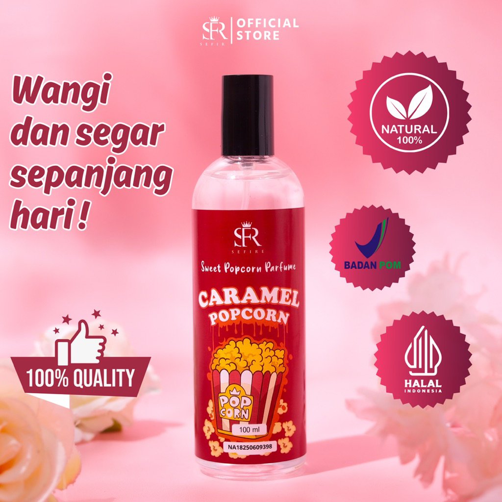 Parfum Body mist Sefire | Popcorn 100ml |Tahan Lama 6–8 Jam | Halal & BPOM