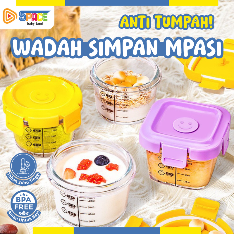 Peralatan Makan Bayi Tempat MPASI Anti Tumpah Tempat Makan Bayi Kontainer Kaca Wadah Snack Mpasi Tah