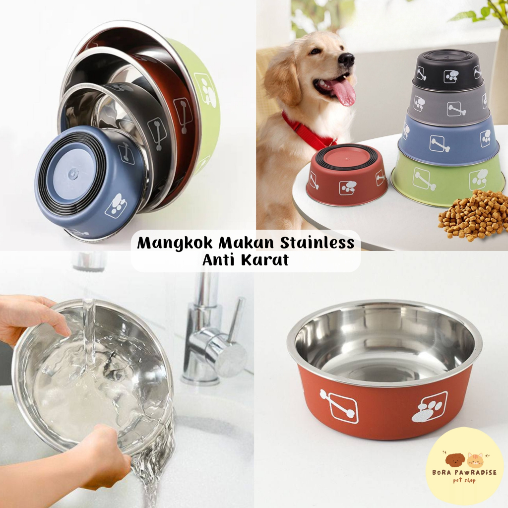 Tempat Makan Anjing Stainless / Tempat Makan Kucing Stainless / Pet Bowl / Mangkok Makan Anjing / Ma