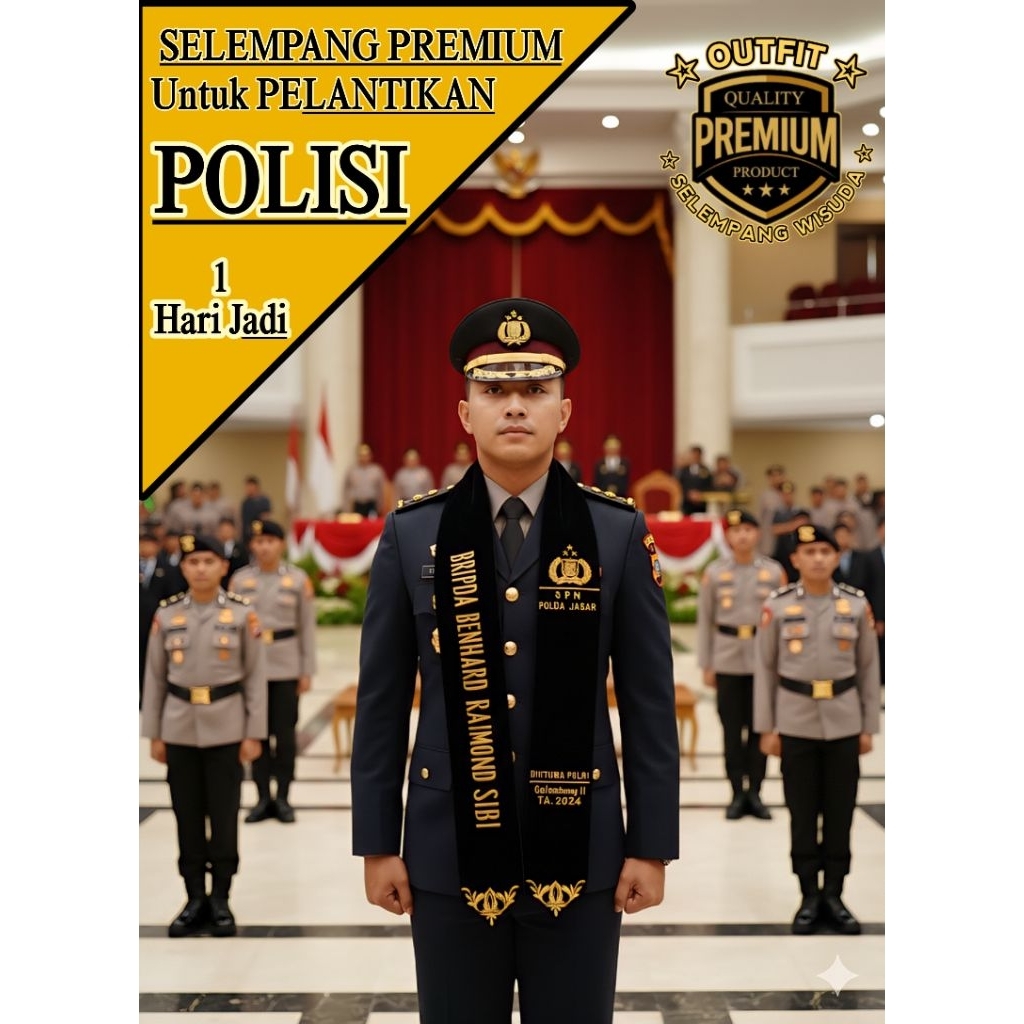 SELEMPANG PELANTIKAN POLISI/POLWAN,SAG,SPN,SIP ,Selempang POLISI Bebas Custom Sepuasnya ,Selempang S