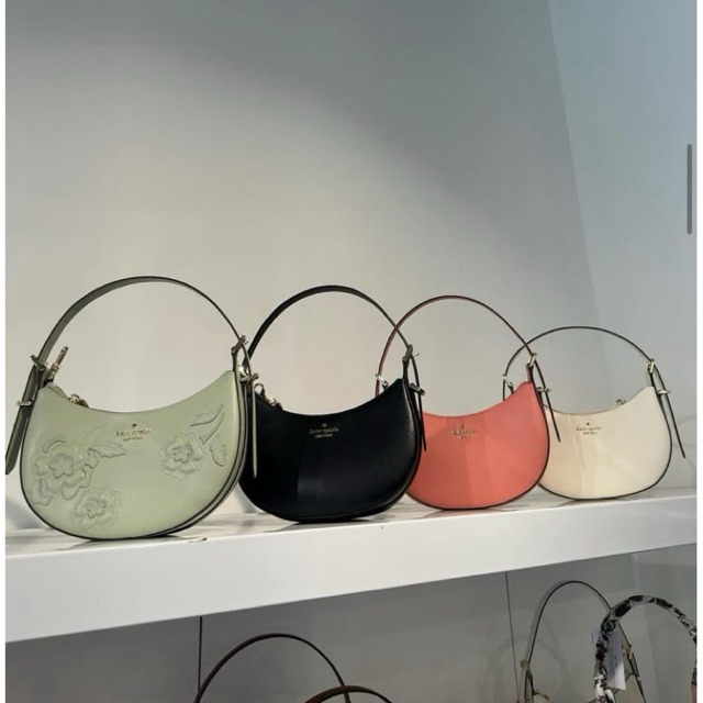 TAS SHOULDER KS NOVA FOREST BLOOM DARK MERLOT APPLIQUE CRESCENT SHOULDER BAG