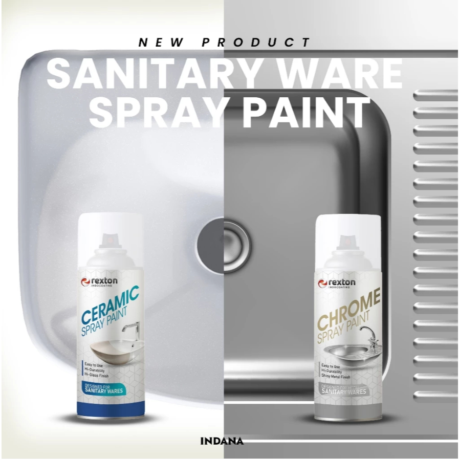 Rexton Cat Semprot Ceramic Chrome Spray 400CC Keramik Plastik Logam Kaca Kamar Mandi Kloset Wastafel