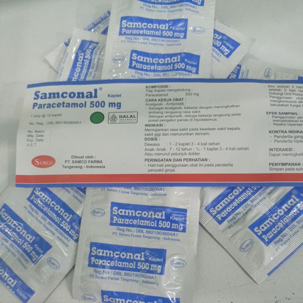 PARACETAMOL 500MG (SAMCONAL) PERLEMBAR/PERSTRIP