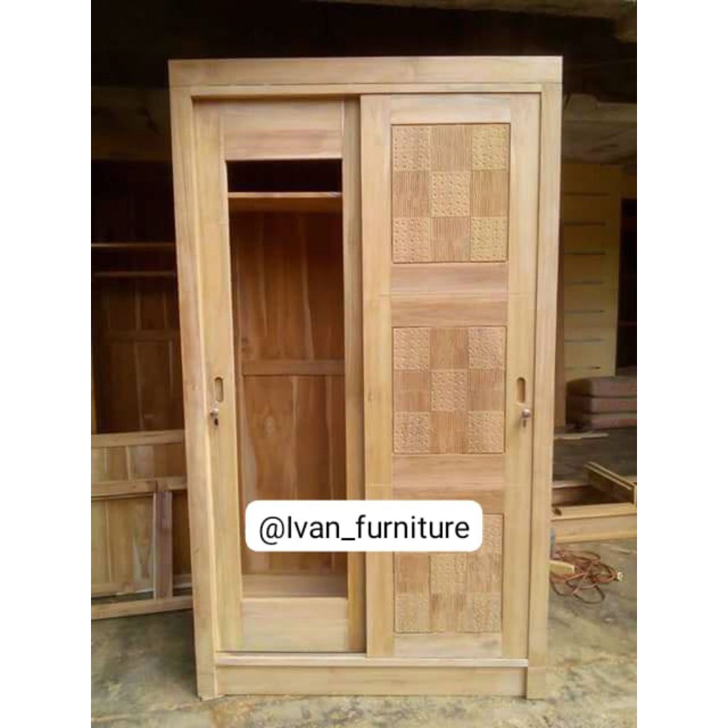 Lemari pakaian pintu sliding Lemari pakaian sliding jati pintu 2