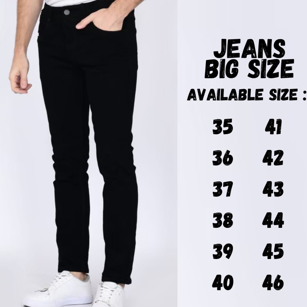 BIG SIZE 35-44 Celana Jeans Jumbo Pria Stretch ( melar )/Celana Jeans Pria Ukuran Besar slimfi bahan
