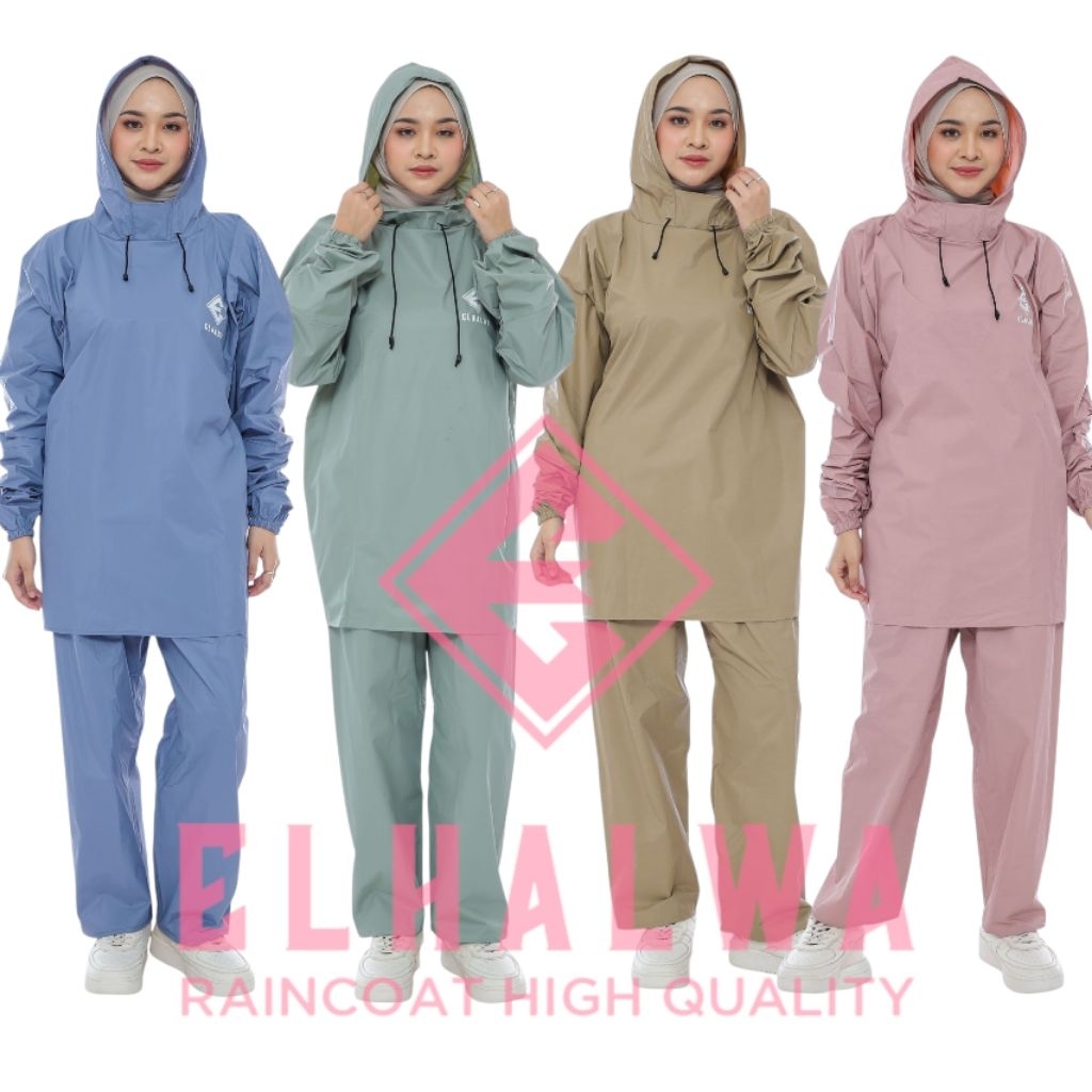 Terbaru Jas Hujan Pria Wanita By El Halwa Jas Hujan Hoodie Tanpa Zipper Tebal Kuat Elastis