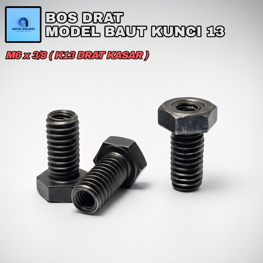 HEXAGONAL FLANGE M6 x 3/8 BOS DRAT MODEL BAUT SPESIFIKASI DALAM BAUT KUNCI 10 x LUAR STUD 3/8 DRAT K