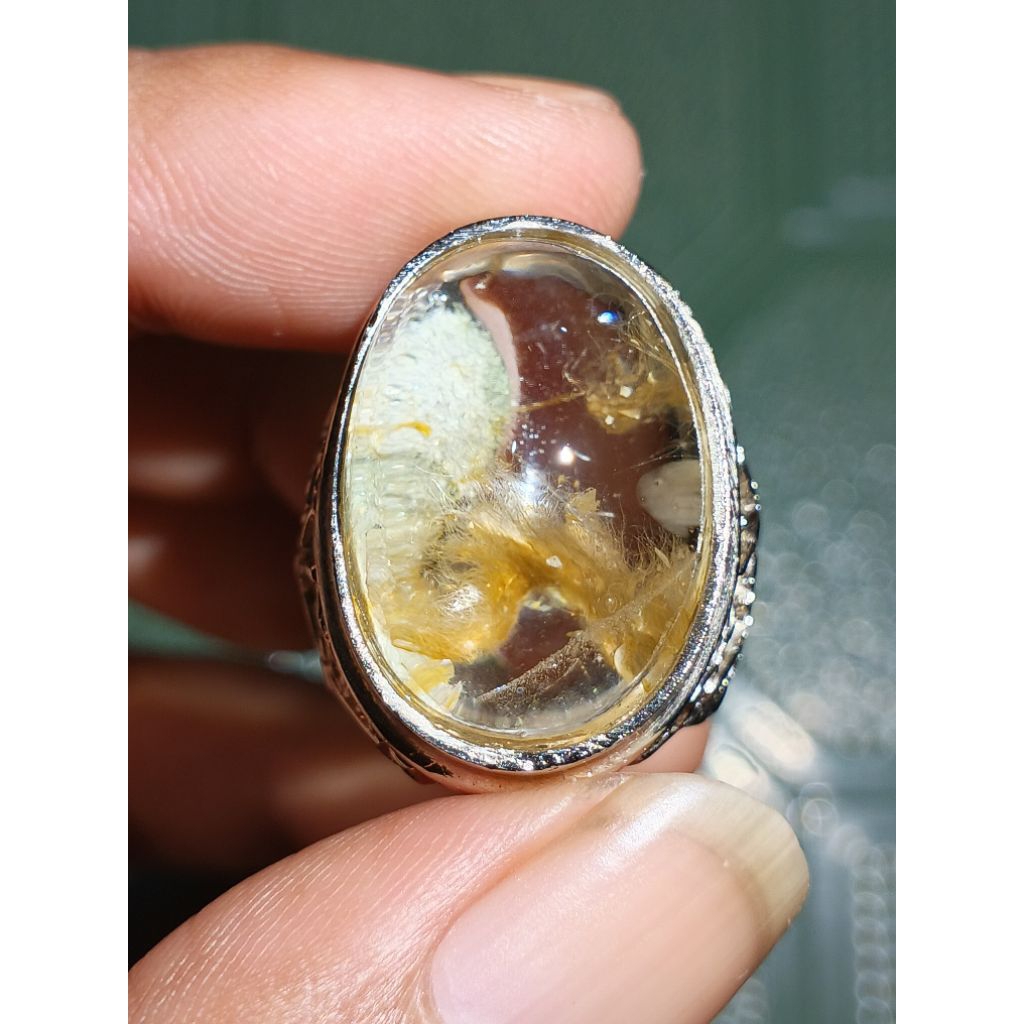 Natural Batu Kecubung Karang Rambut Emas