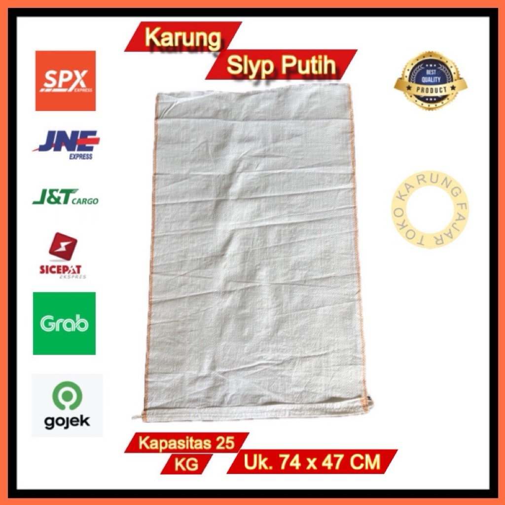 Karung Plastik putih 25KG 74x47CM // Karung Plastik Baru dan Bersih 25KG // Karung Plastik Putih Bar