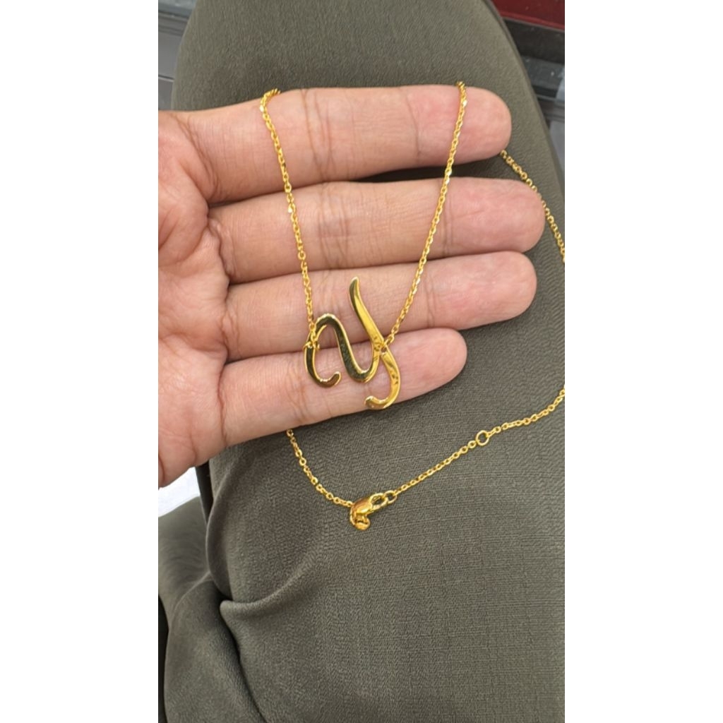 kalung huruf y model terbaru emas asli 16k