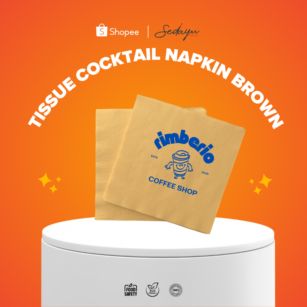 Tissue Brown Cocktail Napkin - Custom Logo