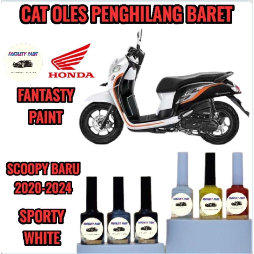 Cat Oles Permanen Motor Honda Scoopy Sporty White,Putih Glosy 2020,2021,2022,2023,2024 Penghilang Ba