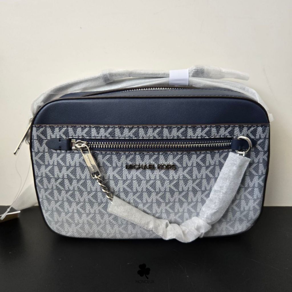 mk Jet Set Large Ombre Signature Logo Crossbody Navy