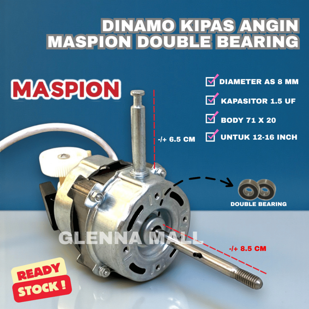 DINAMO KIPAS ANGIN MASPION BERDIRI / DINDING 16 INCH DOUBLE BEARING / MOTOR KIPAS ANGIN STANDFAN WAL