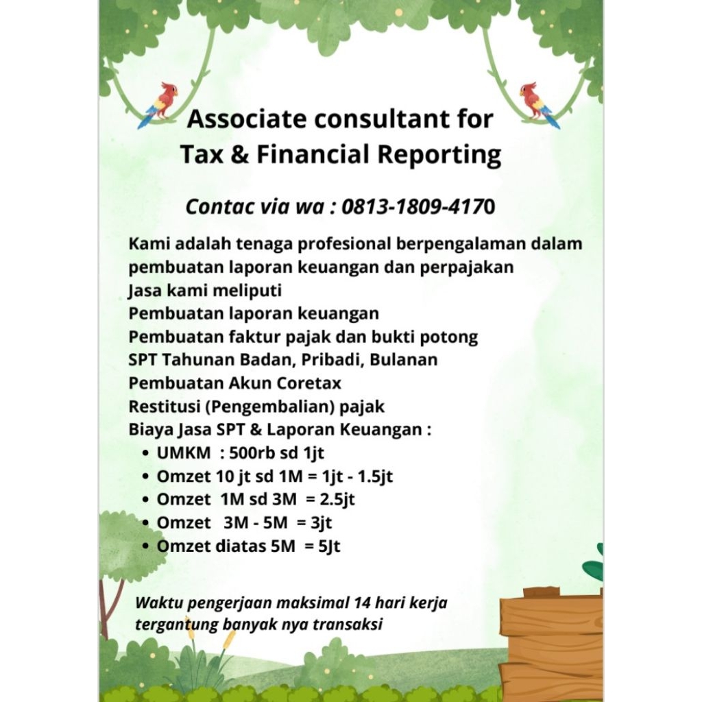 Jasa pembuatan laporan keuangan dan pajak