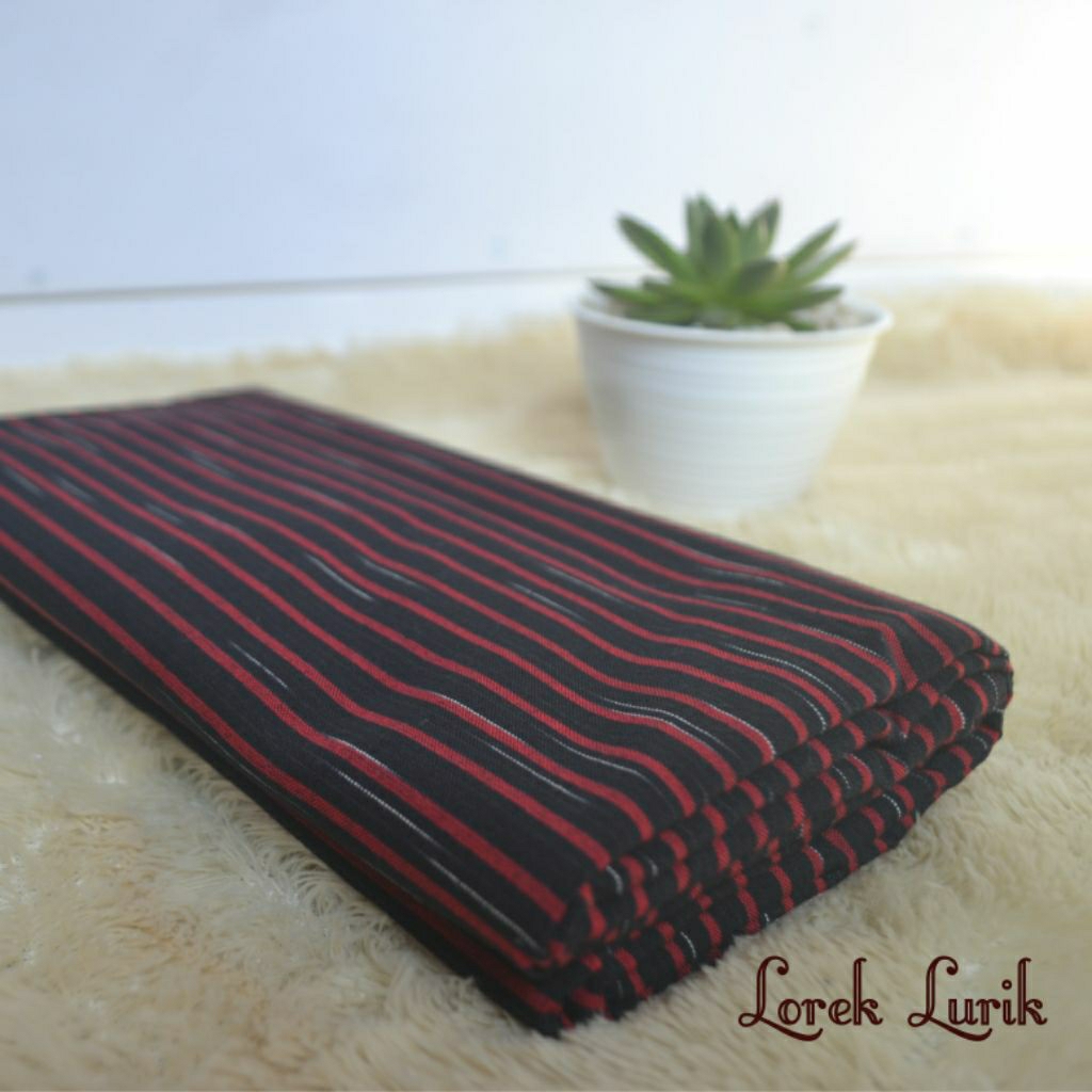 Kain Lurik Tenun Hitam Maroon Elegan / Lurik Gerimis Halus Ganjar