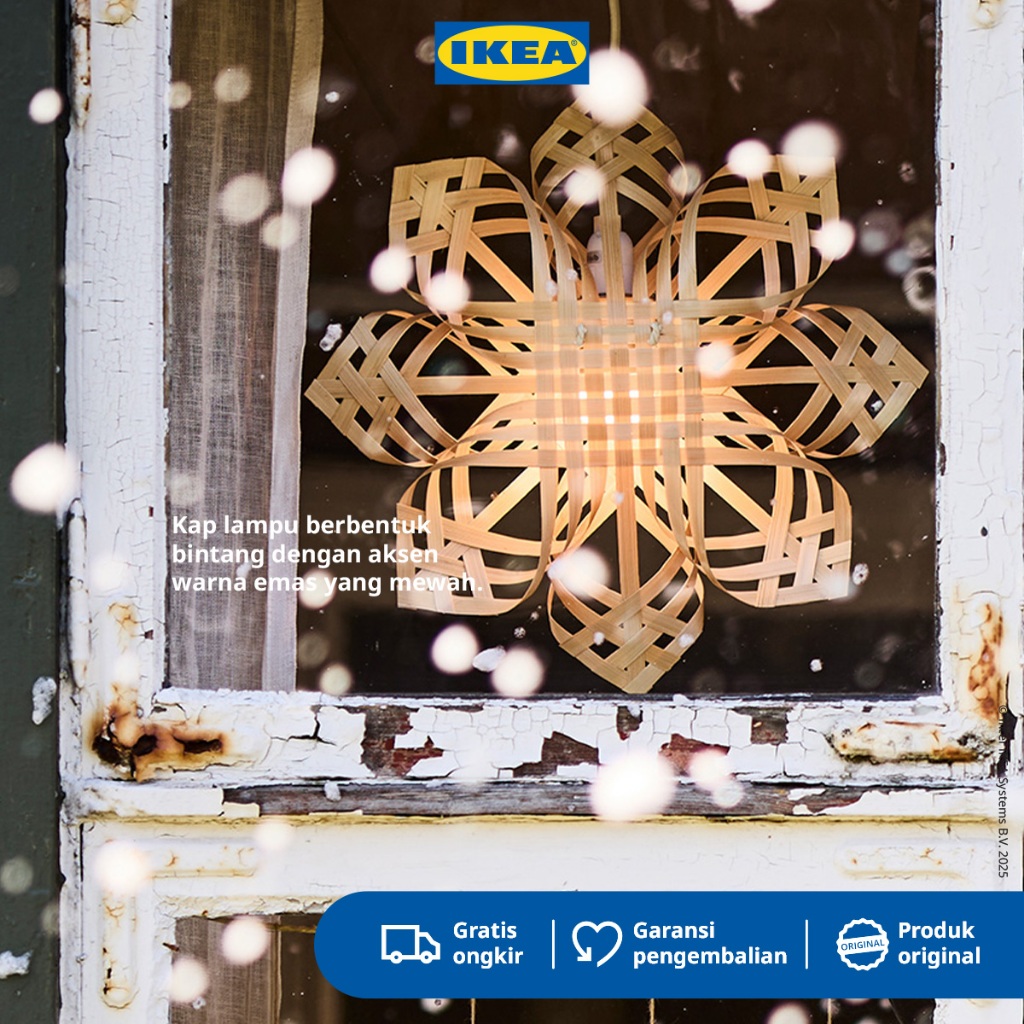 IKEA STRALA Kap Lampu Bentuk Bunga Bahan Bambu 35cm