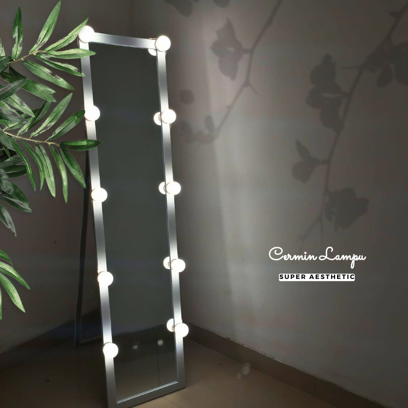 Kaca Cermin Aesthetic Vanity Mirror Standing Full Body Berdiri Dekorasi Penghias Kamar Mandi Kaca Ti