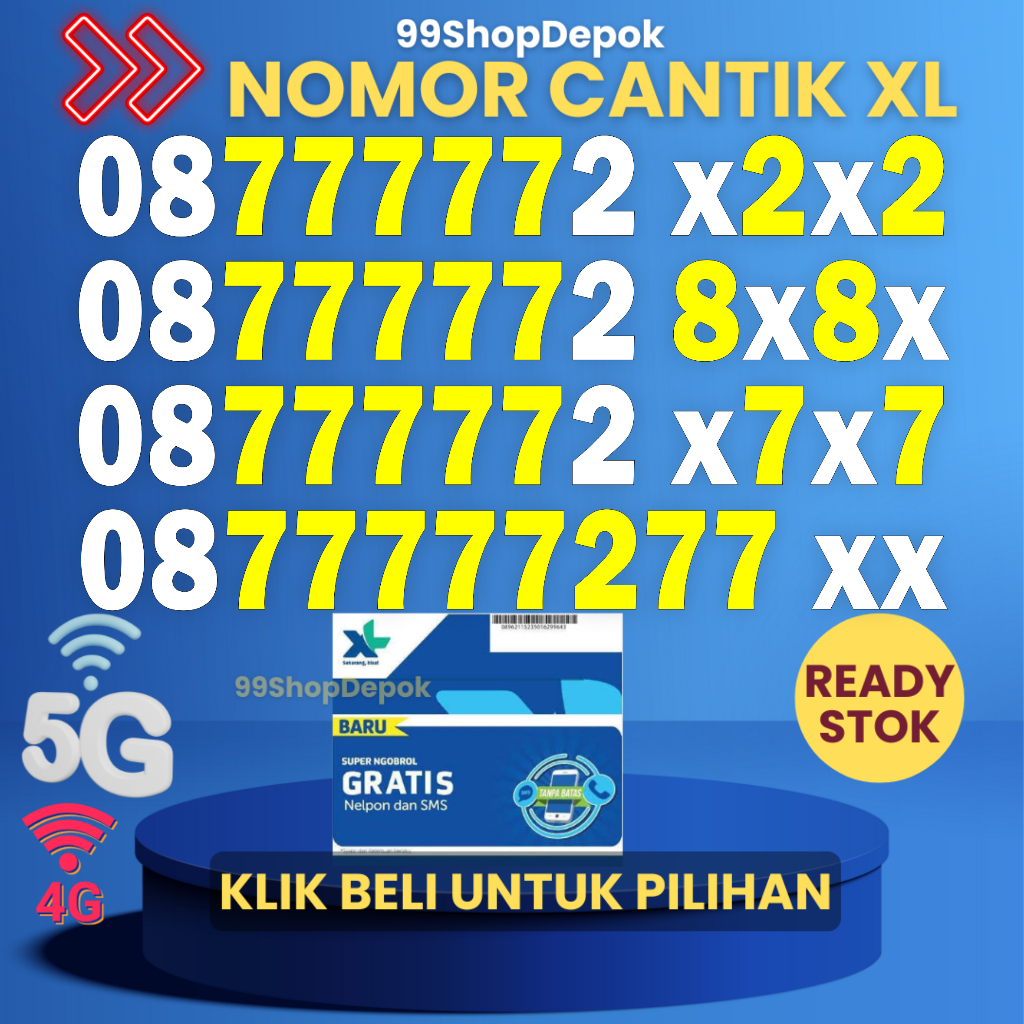 Nomor Cantik XL Kode 260.1 - Kartu Perdana XL 4g 5g MURAH Nomor Cantik XL 77777 panca 77777 COD