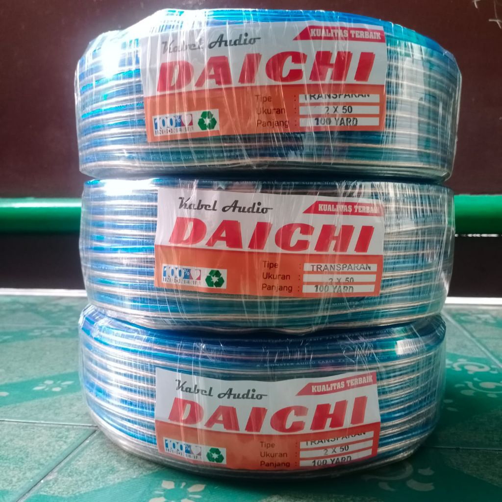 daichi kabel listrik dan audio transparan bodi besar 2x50 (100yard panjang 90meter full)