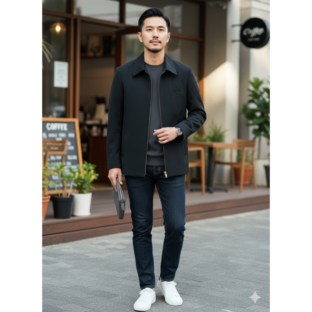 Jasket pria premium, Jasket casual, Jasket Hitam premium