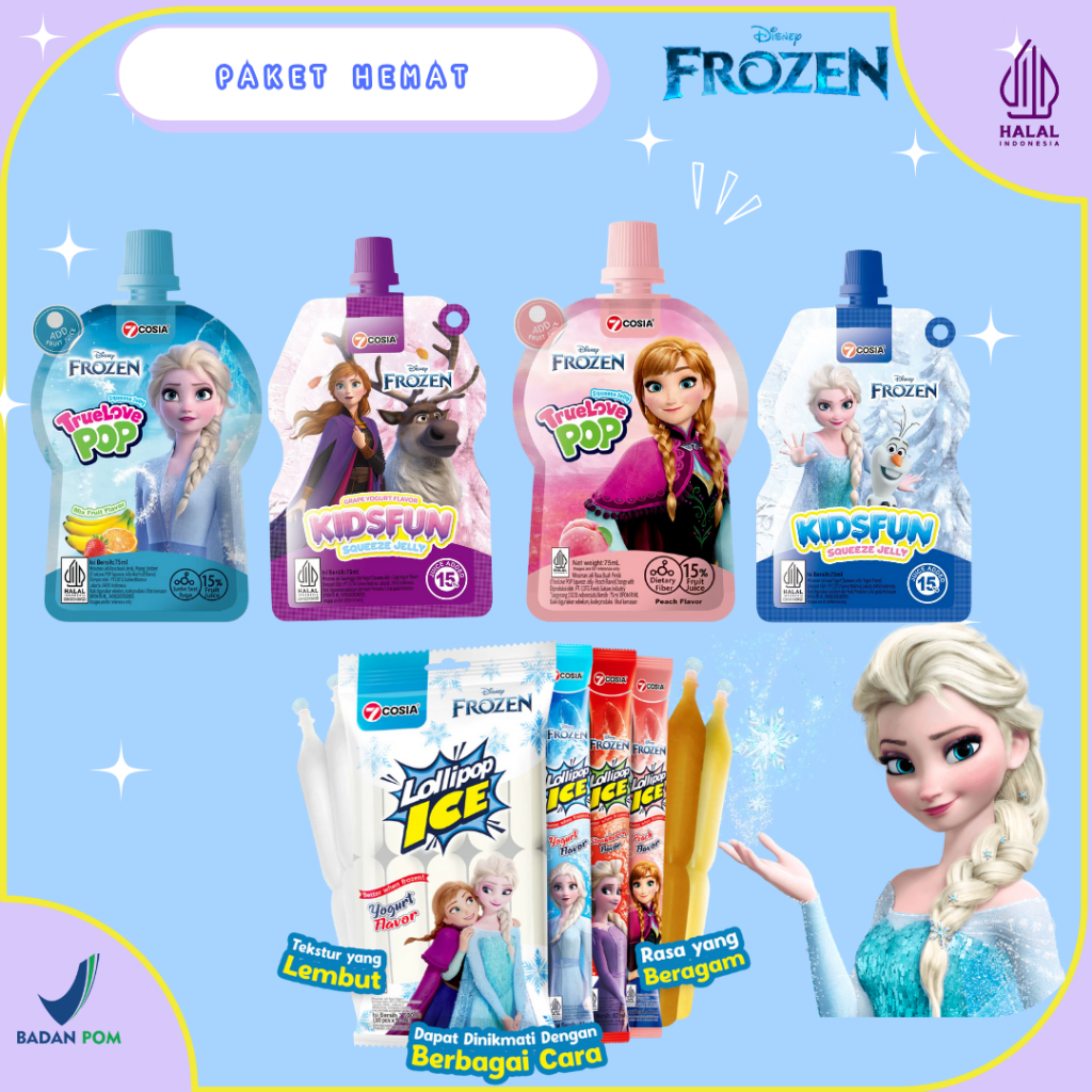7Cosia Jelly Disney Frozen Paket Hemat Cemilan Minuman Jelly Rasa Buah