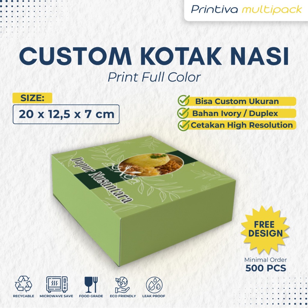 Custom Lunch Box Packaging Nasi Kotak, Kue, Snack, Mie, Roti