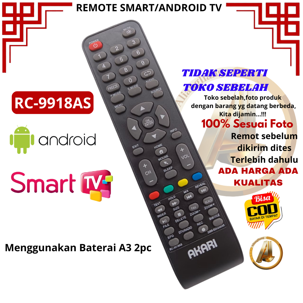 Remote Remot TV AKARI SMART TV RC-9918AS