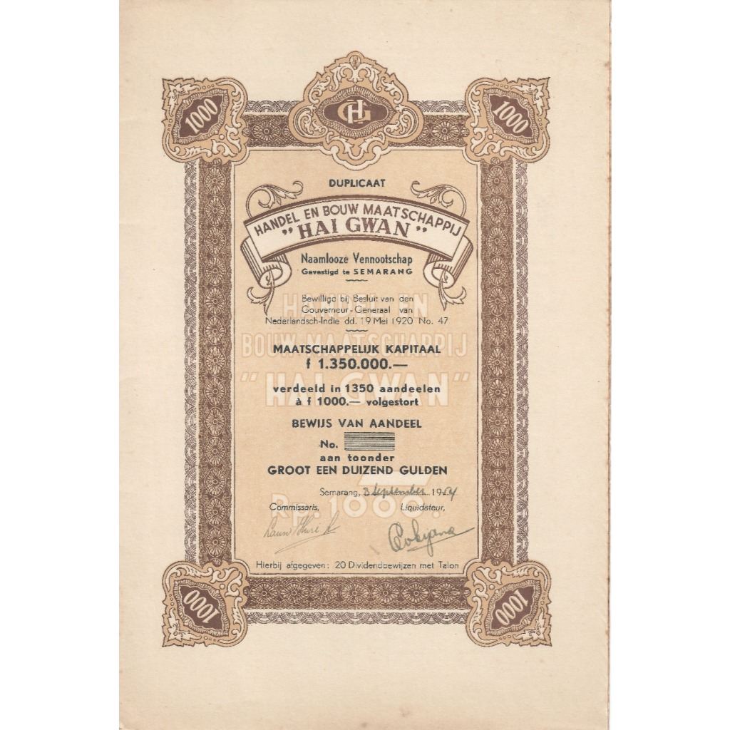 Dokumen Saham jaman Belanda di Semarang
