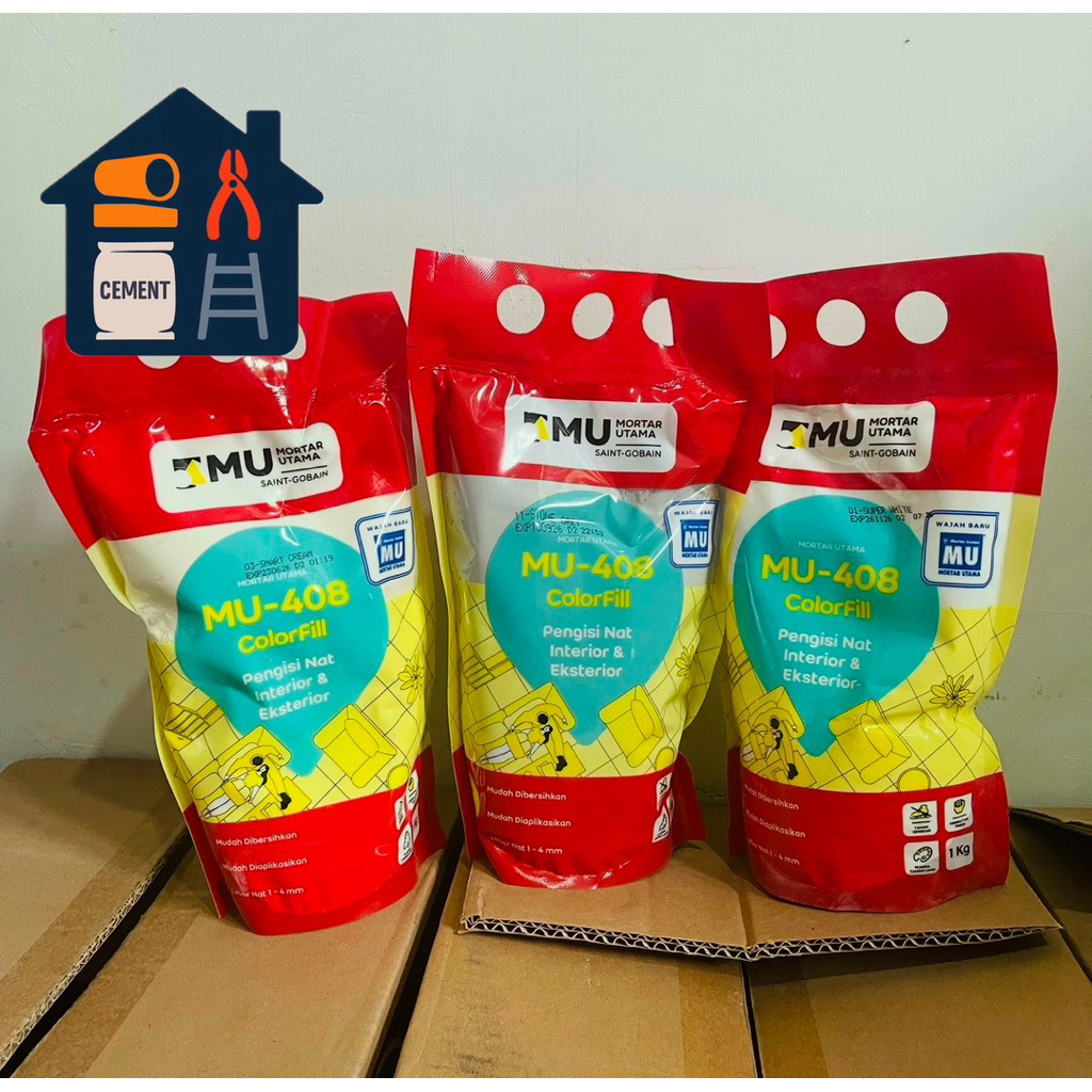 PASAR BANGUNAN | NAT KERAMIK MOTAR UTAMA MU 408 PENGISI NAT KERAMIK GRANIT SEMEN INSTAN DEMPUL 1 KG