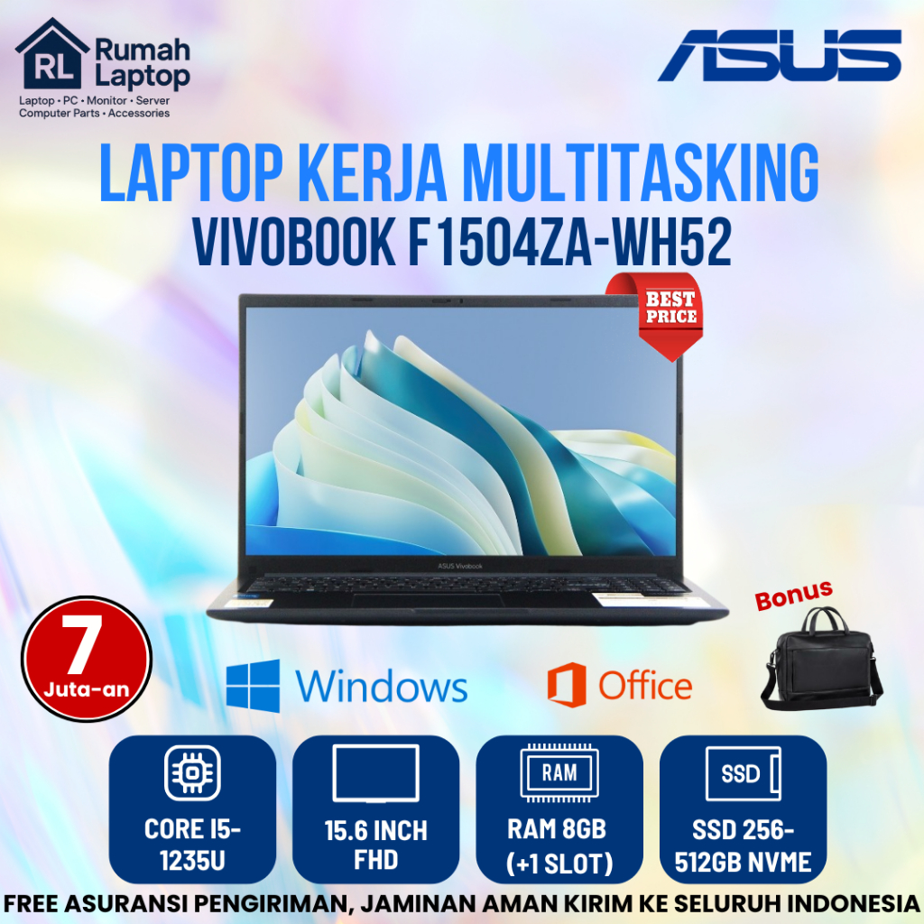 Promo Laptop Asus VivoBook F1504ZA-WH52 Core i5 Gen 12 Ram 8Gb Ssd 512Gb 15.6" Full Hd