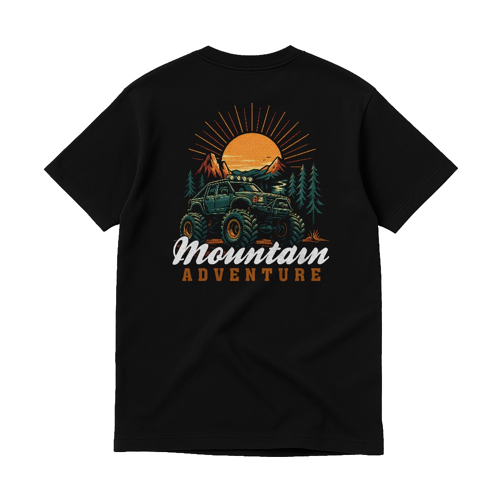 Kaos Offroad Series "OR-01" Hitam Tangan Pendek-Baju Distro otomotif Adventure-Cotton 24s-Wishway