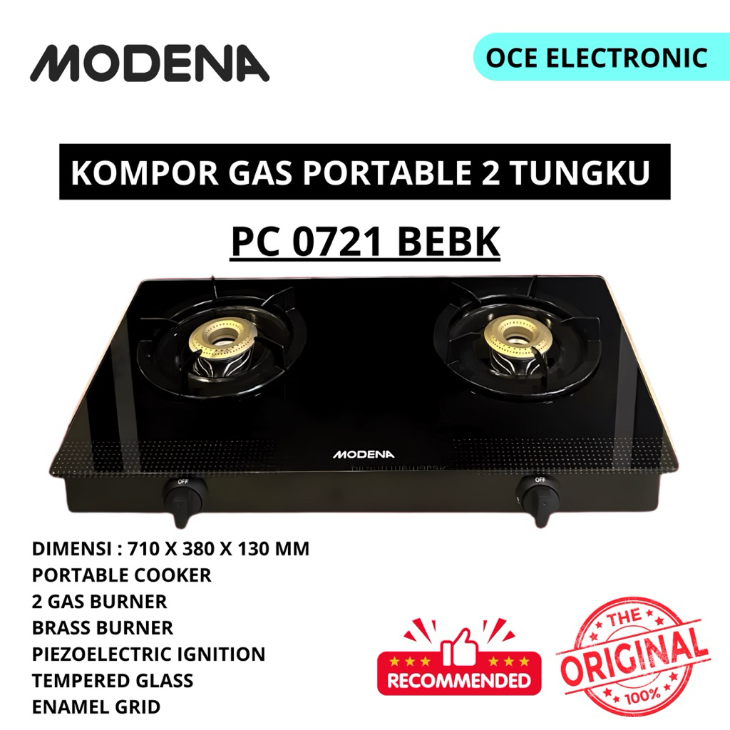 MODENA KOMPOR GAS PORTABLE PC 0721 BEBK 2 TUNGKU [GARANSI RESMI]